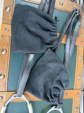 Load image into Gallery viewer, 56” Non-Stretch Hide Stirrup Leathers, 5” Flexi Irons &amp; Fleece Covers - Black