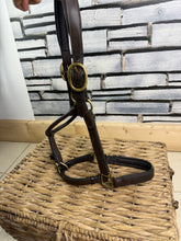 Load image into Gallery viewer, S/H Mark Todd Padded Leather Headcollar - Cob - Brown/Brass