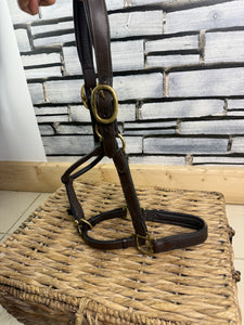 S/H Mark Todd Padded Leather Headcollar - Cob - Brown/Brass
