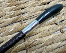 Load image into Gallery viewer, Buffalo Horn Topped Plaited Leather Show Cane - Brown/Black