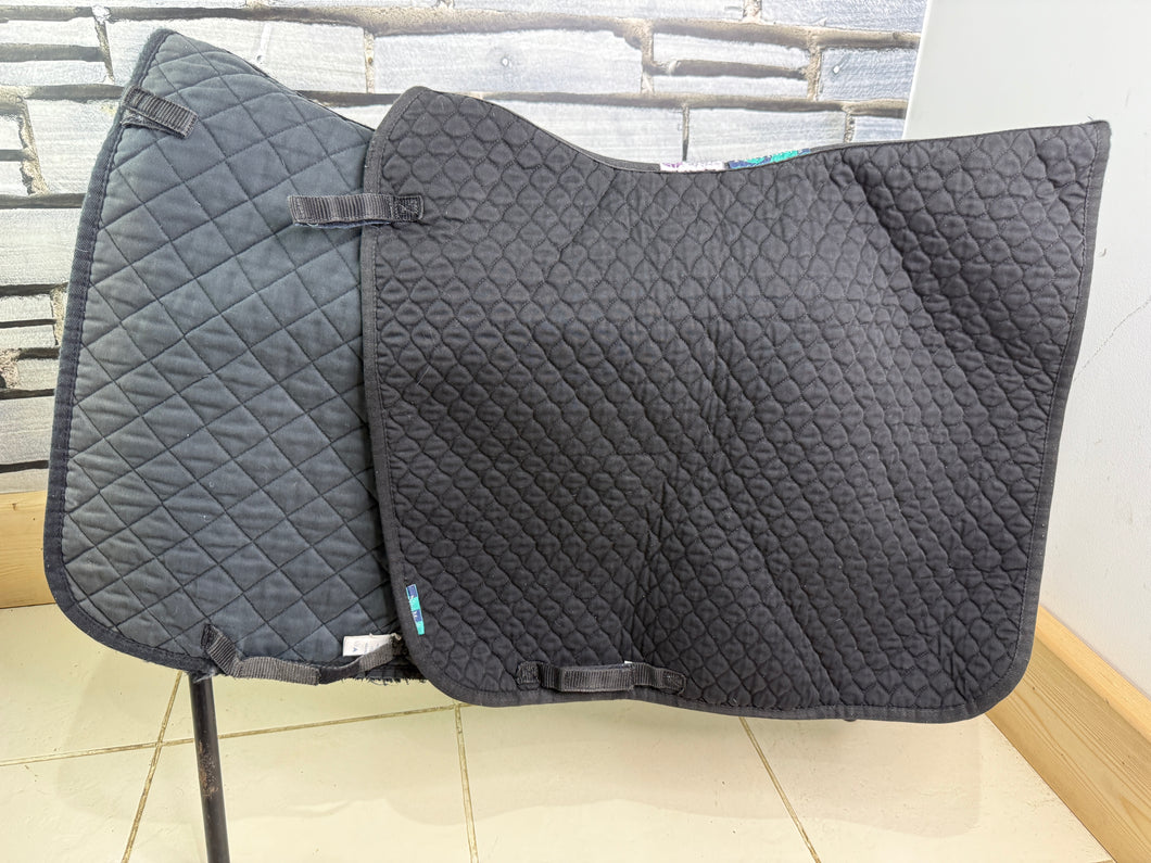 S/H 2 x Nuumed Cotton Dressage Saddlecloths - Black - L