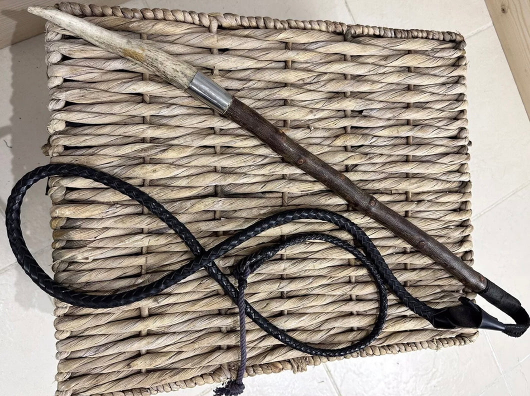 Footpack/Kennel Hunting Whip - Holly With Plaited Leather Thong