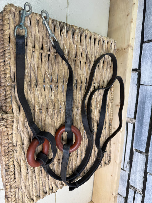 S/H Leather Side Reins with Doughnuts - Full - Brown