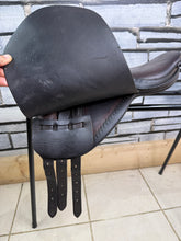 Load image into Gallery viewer, 14 1/2” MW Bart J Snowball English Tiny Pony Show Saddle - Brown