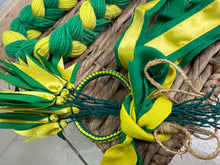 Load image into Gallery viewer, S/H Heavy Horse/Shire Ribbons, Flights &amp; Decoration-Green/Yellow