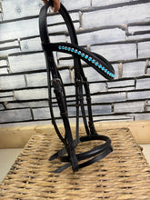 Load image into Gallery viewer, S/H Bling Flash Snaffle Bridle - Cob - Black