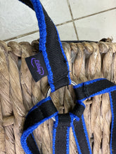 Load image into Gallery viewer, S/H Libbys Soft Web Flash Bridle &amp; Martingale - Blue/Black - Cob