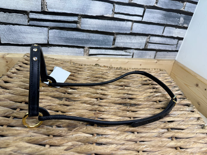 Arab In Hand Rolled Leather Show Halter/Bridle - Swarovski/Black