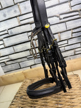 Load image into Gallery viewer, S/H Schockemohle Crystal Brow Double Bridle - Black/Brass - Cob