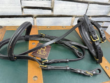 Load image into Gallery viewer, Sabre Flash Bridle - Black/Brass - Cob - Traditional English Leather