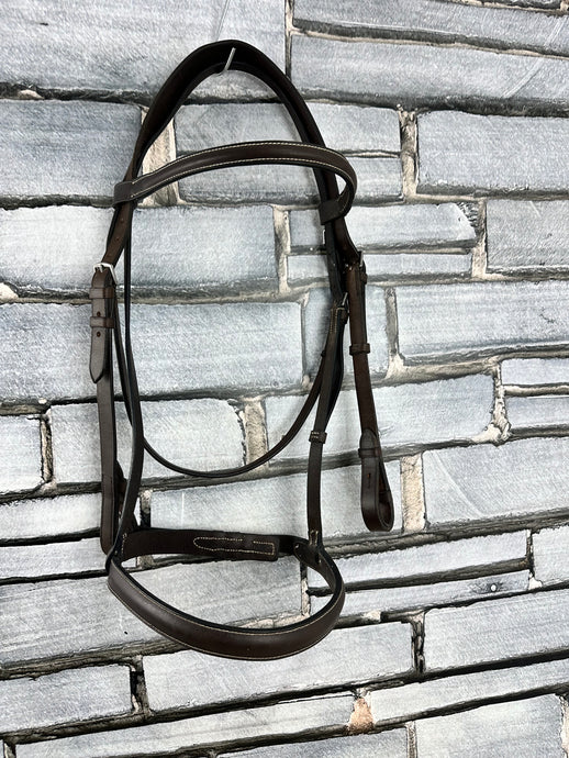 S/H English Chunky Cavesson Snaffle Bridle - Brown - Full
