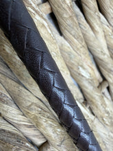 Load image into Gallery viewer, Buffalo Horn Topped Plaited Leather Show Cane - Brown/Black