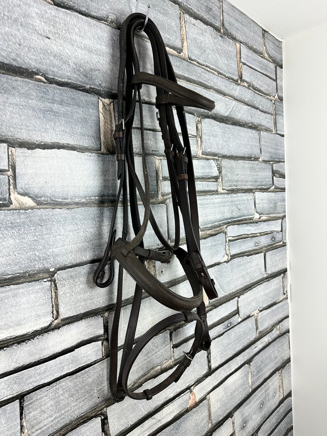 S/H English Flash Bridle & Rubber Reins - Brown - Full