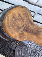 Load image into Gallery viewer, 15” Ornate Leather Western Saddle - Semi QH Bars - Brown