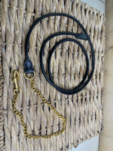 Load image into Gallery viewer, Rolled Leather In-Hand Show Lead with Brass Chain - Black