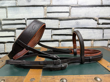 Load image into Gallery viewer, Stitched Padded Hunter Snaffle Bridle - Brown/Tan -Cob Size- Jerome - English Leather