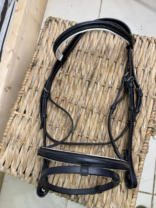 S/H Hansome Raised Flash Bridle - Black/White - Full