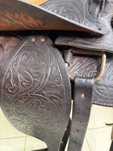 Load image into Gallery viewer, 15” Ornate Leather Western Saddle - Semi QH Bars - Brown