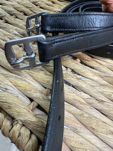 S/H 140cm/55” Hide Wrapped Stirrup Leathers - Black