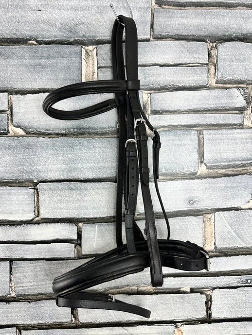 S/H English Padded Flash Bridle - Black - Full