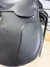 Load image into Gallery viewer, 15” Medium Leather Pony GP/Jump Saddle - Black - Point &amp; Balance Straps