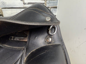 17” MW/Changeable Gullet Premier Equine Monoflap Dressage Saddle - Black