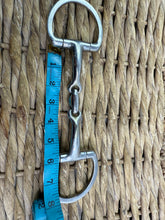 Load image into Gallery viewer, S/H 5 1/2” Curved Mouth Lozenge Flat Ring Eggbutt Snaffle Bit
