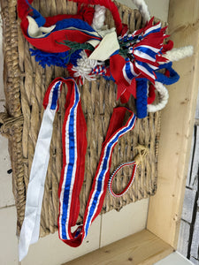S/H Heavy Horse/Shire Ribbons, Flights & Decoration - Red/White