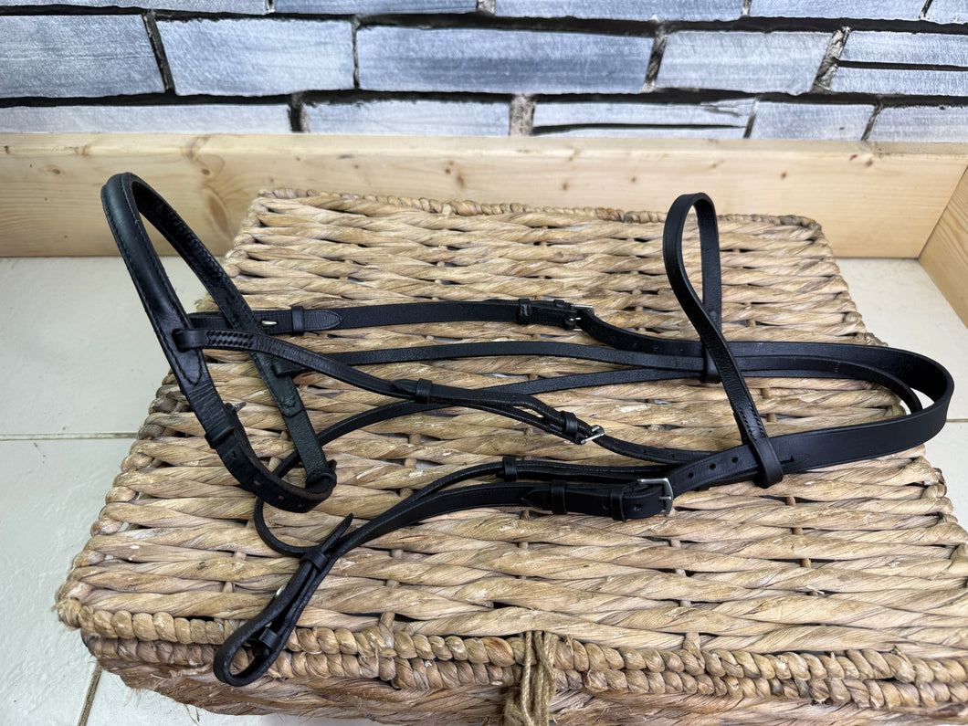 S/H Fine English Cavesson Bridle - Very Dark Havana - Full