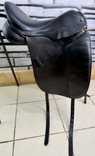 Load image into Gallery viewer, 17 1/2” Wide Cardinel English Dressage Saddle - Black - Flocked - Big Blocks