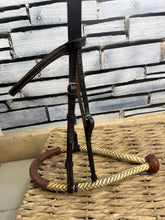 Load image into Gallery viewer, S/H Plaited Rawhide Bossal Leather Bridle -Brown- Full
