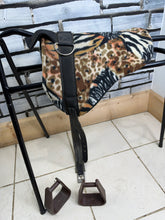 Load image into Gallery viewer, Tiny Fleece Shetland/Pony Pad Saddle -Complete with Girth &amp; Stirrups- Jungle/Animal Print