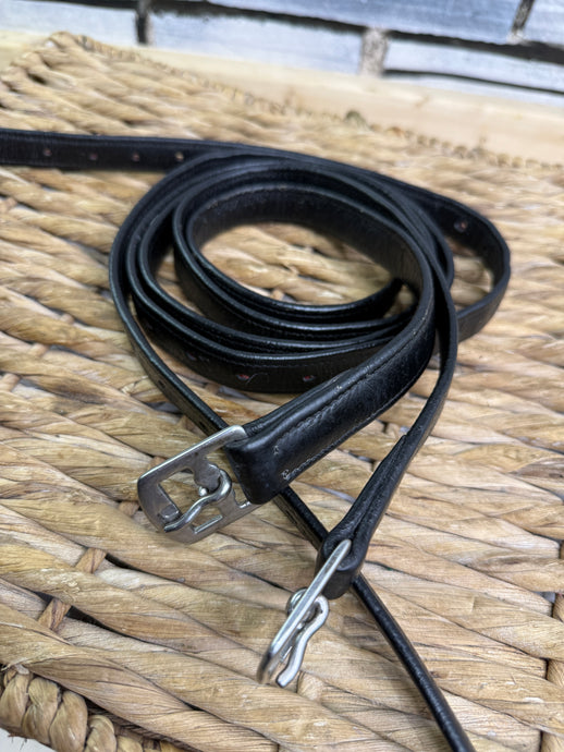 S/H 140cm/55” Hide Wrapped Stirrup Leathers - Black