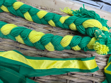 Load image into Gallery viewer, S/H Heavy Horse/Shire Ribbons, Flights &amp; Decoration-Green/Yellow