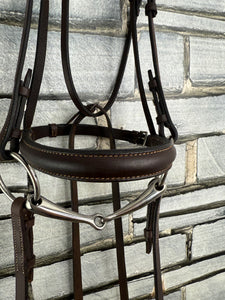 S/H English Traditional Complete Snaffle Bridle - Brown - Full