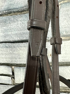 S/H English Flash Snaffle Bridle - Brown - Full