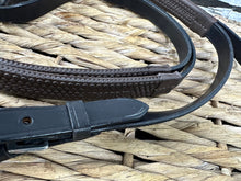 Load image into Gallery viewer, S/H Dever English Wide 3/4” Rubber Hunting Reins - Brown - Cob