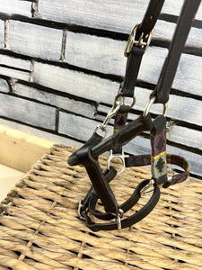 S/H Black Leather Polo Headcollar  - Pony