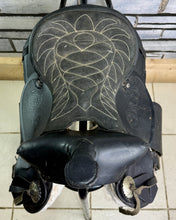 Load image into Gallery viewer, 12 1/2” SQHB Shetland Leather Western Saddle - Black - Pony Size