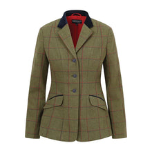 Load image into Gallery viewer, Equetech Launton Deluxe Ladies Tweed Riding Show Jacket -Green- Size 50/XXL/UK 20-22