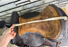 Load image into Gallery viewer, 15” Ornate Leather Western Saddle - Semi QH Bars - Brown