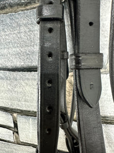 S/H English Padded Flash Bridle - Black - Full