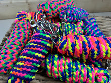 Load image into Gallery viewer, Soft Braided Neon Lead Rope - 7ft Long - Trigger Clip - Multi