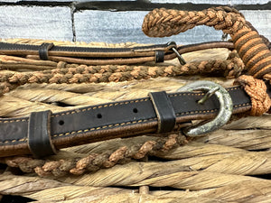 S/H Braided & Tasseled Western Headstall/Bridle - Brown - Full