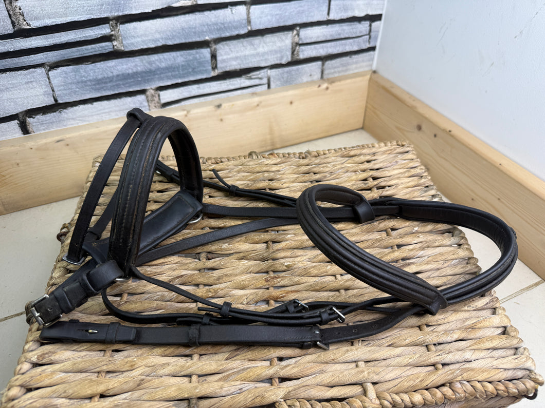 S/H Jeffries Padded Comfort Flash Bridle -Brown- Full