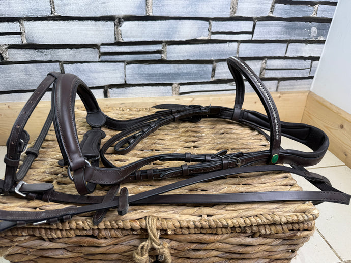 S/H Rhinegold Anatomic Padded Flash Bridle - Brown - Cob