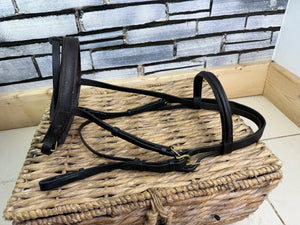 S/H English Sabre Flash Bridle - Brown/Brass - Full