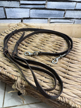 Load image into Gallery viewer, S/H English Leather Adjustable Clip Side Reins - Full - Brown