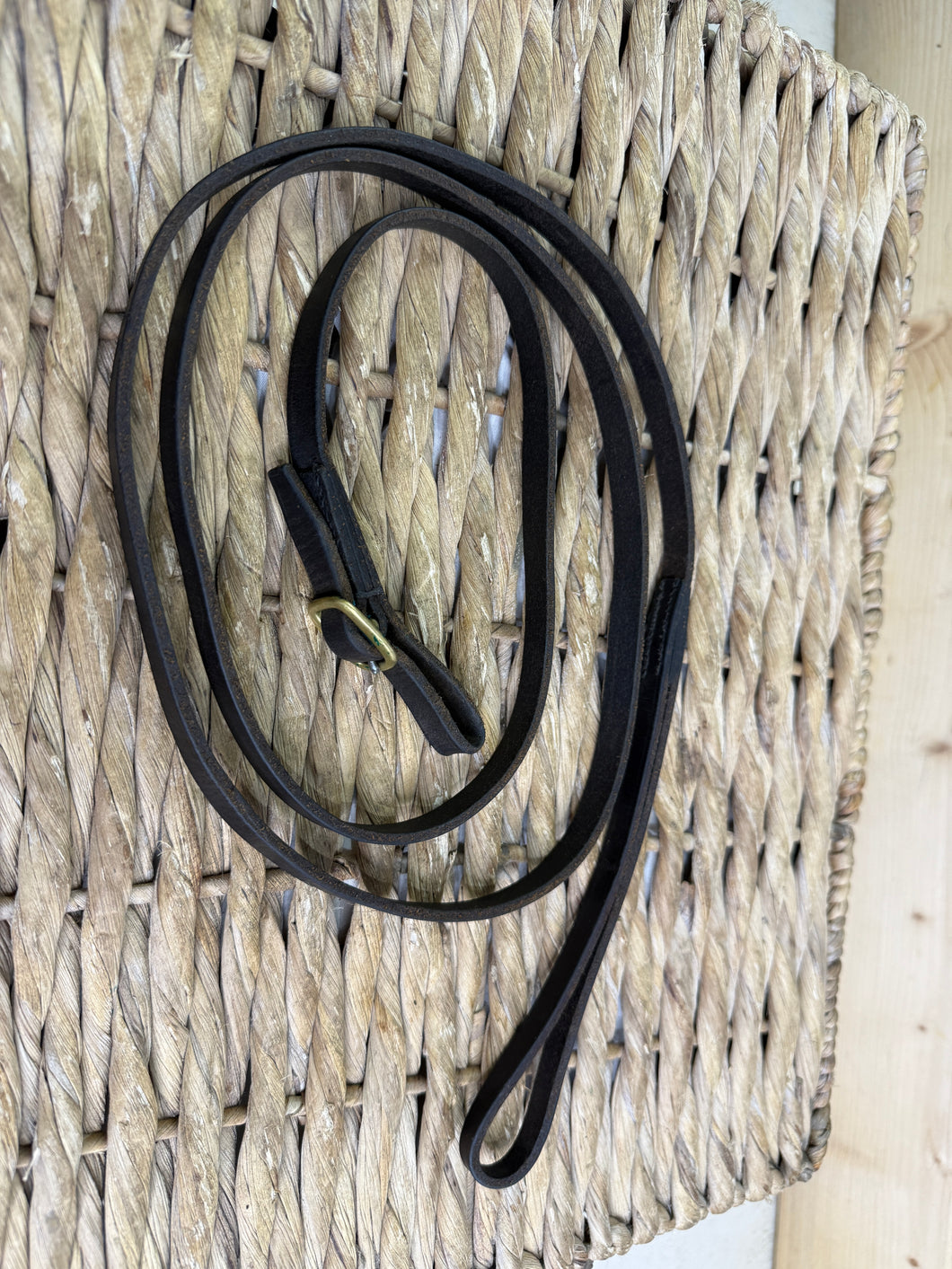 S/H 1/2” English Leather In-hand Leadrein Showing Lead - Brown