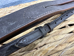 S/H English Leather Running Martingale - Brown/Brass - Cob